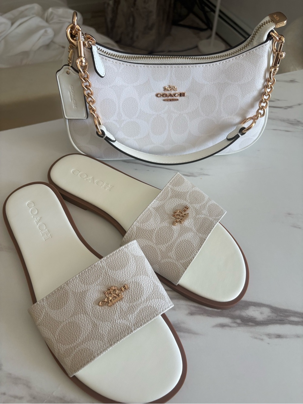 Coach Teri shoulder bags and coach slide sandal set